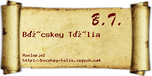 Böcskey Tália névjegykártya